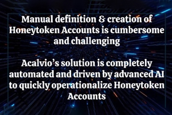 Acalvio's advanced AI solution to quickly operationalize Honeytoken accounts